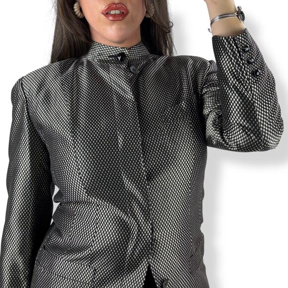 ❌Sold❌80's LIZ CLAIBORNE iridescent shimmering diamond pattern blazer jacket - Picture 16 of 16